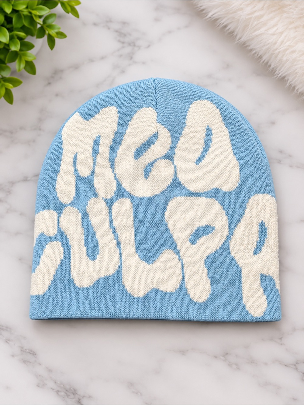 Men Blue 'Mega Culpr' Knit Beanie - Brand